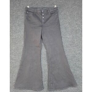 American Eagle Festival Flare Jeans Black High Waisted Button Fly Size 16 Reg
